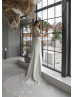 Long Sleeves Ivory Satin Lace Popular Wedding Dress